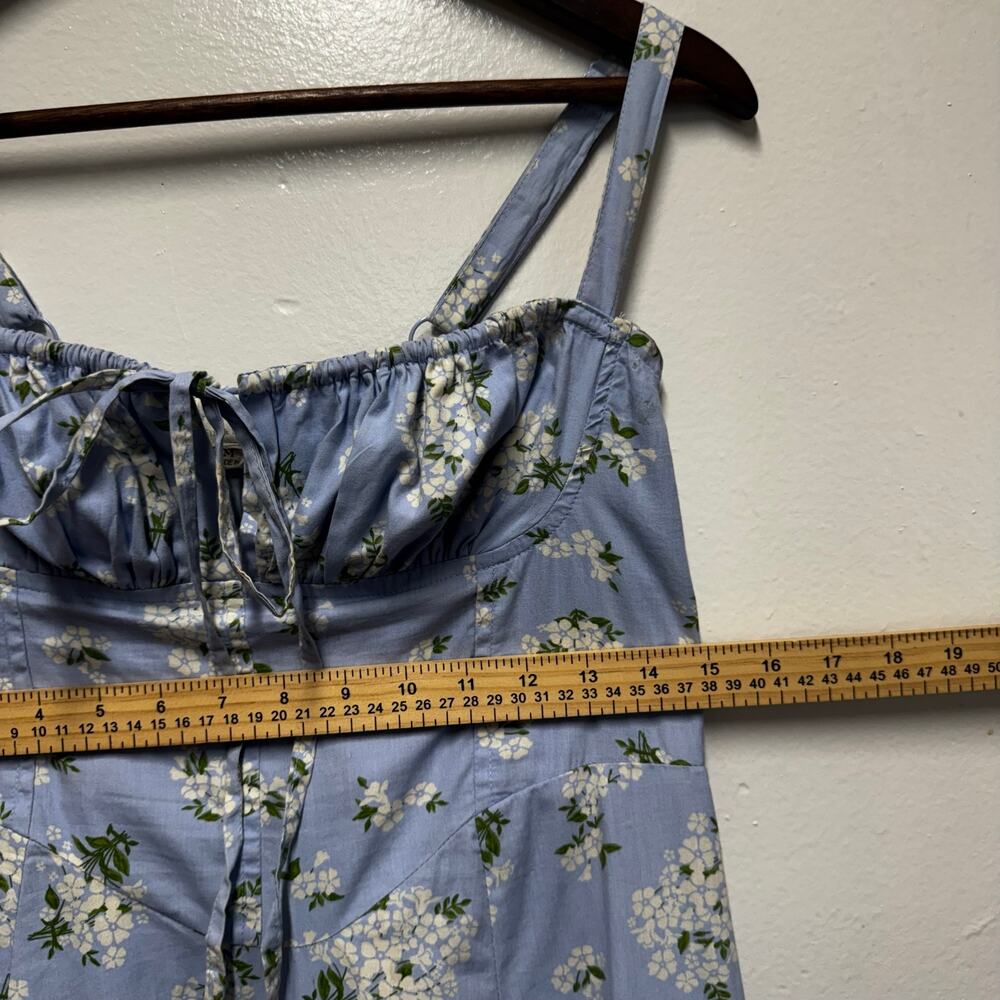 Sim & Sam Floral Maxi Empire Waist Dress M Blue Cotton Sundress Cottagecore Y2K - Picture 11 of 14